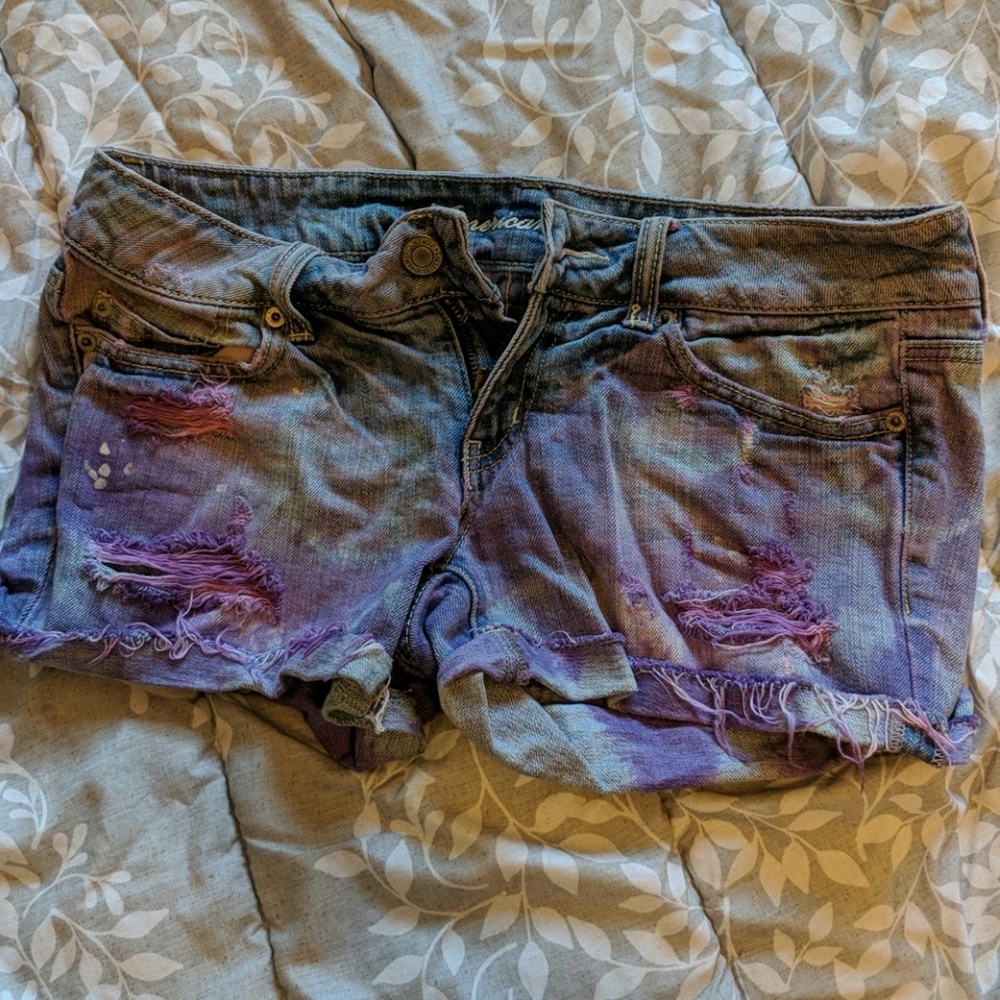 Colorful distressed American Eagle shorts